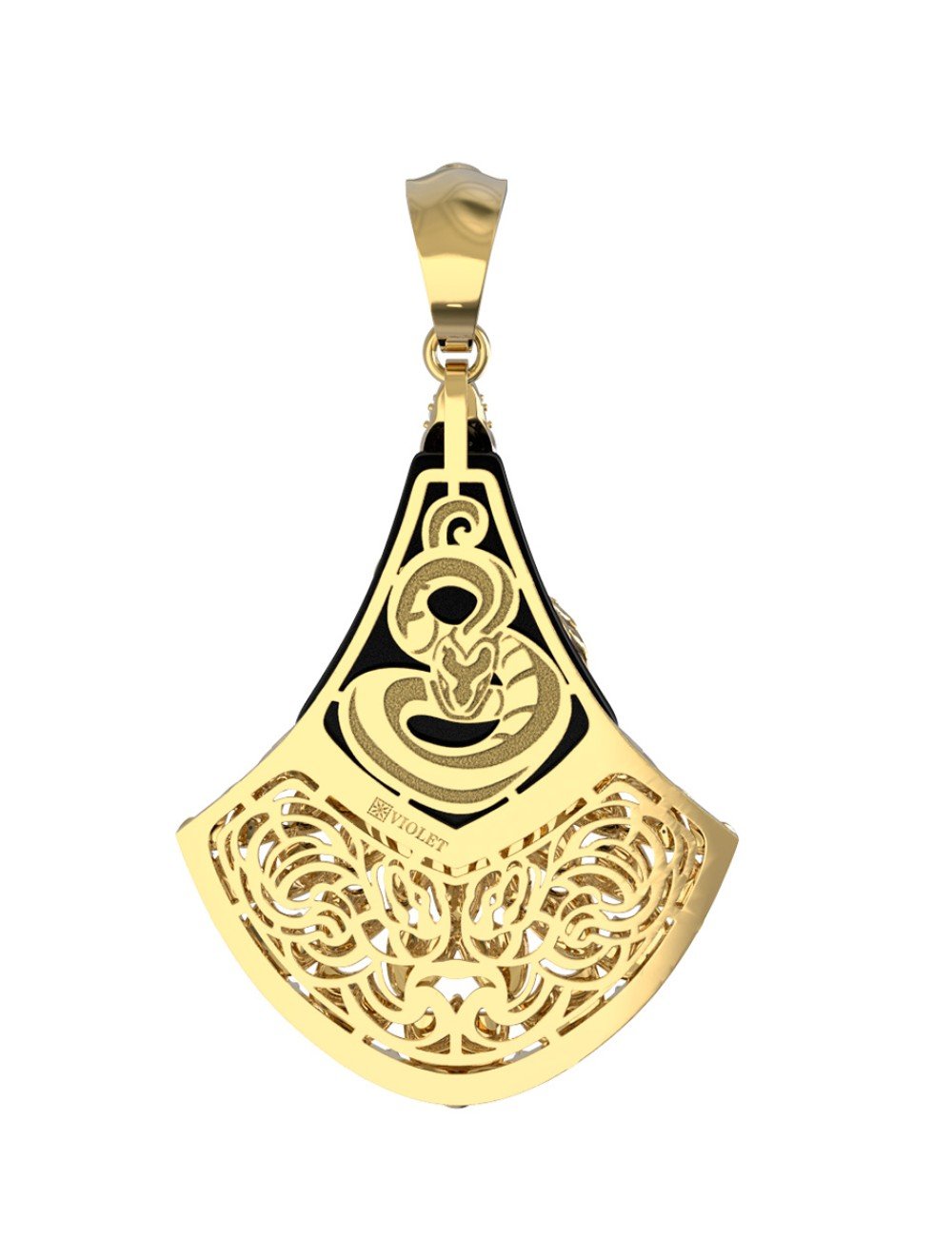 Подвеска из лимонного золота c бриллиантами и ониксом