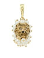 Подвеска из лимонного золота c эмалью и жемчугом