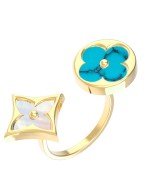 Кольцо из лимонного золота c бирюзой и перламутром