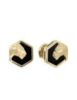 Серьги из лимонного золота c бриллиантами и ониксом