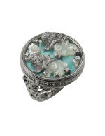 Кольцо из белого золота c бирюзой и перламутром
