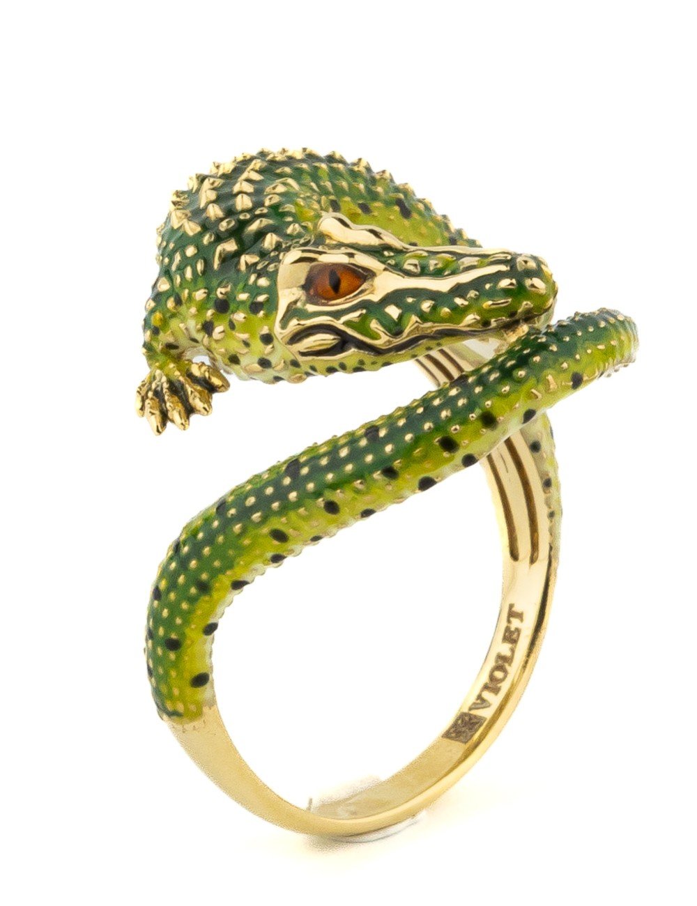 Кольцо из лимонного золота c эмалью