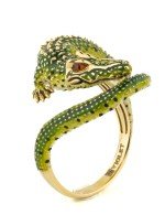 Кольцо из лимонного золота c эмалью