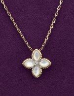 Колье из лимонного золота c бриллиантами и перламутром