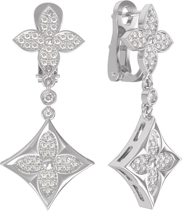 Серьги из белого золота c бриллиантами