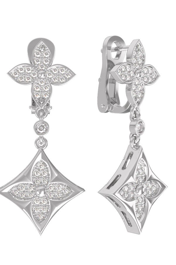 Серьги из белого золота c бриллиантами