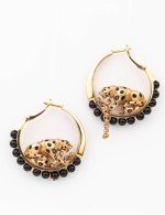 Серьги из золота c эмалью и ониксом