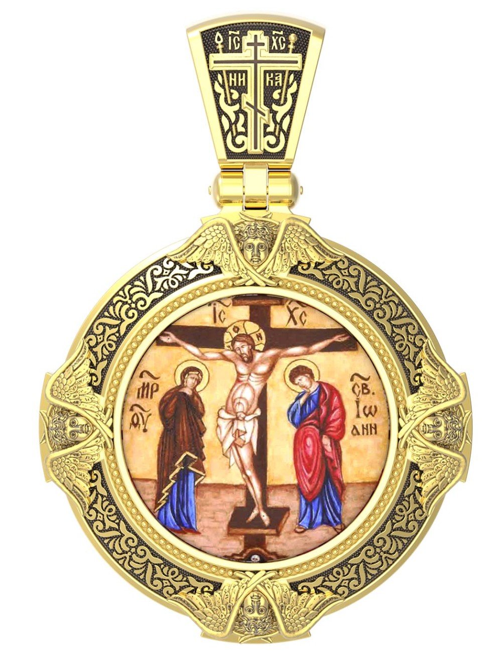 Образок из лимонного золота c эмалью и иконописью