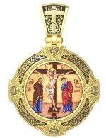 Образок из лимонного золота c эмалью и иконописью