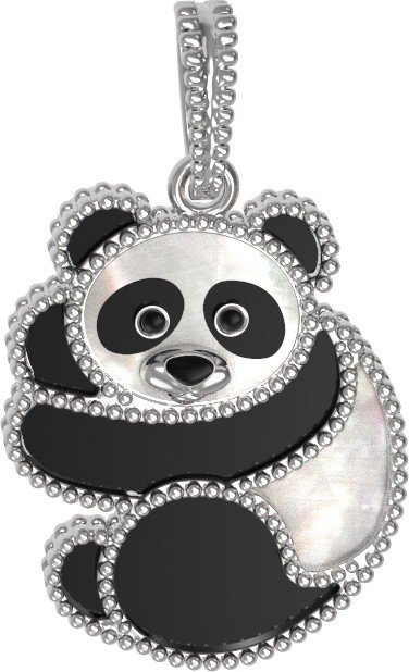 Подвеска из белого золота c эмалью, ониксом и перламутром