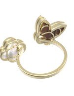 Кольцо из лимонного золота c тигровым глазом и перламутром