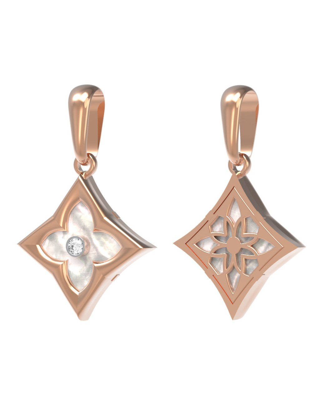 Подвеска из золота c бриллиантами и перламутром