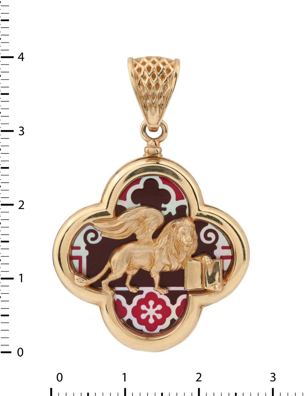 Подвеска из золота c эмалью и перламутром