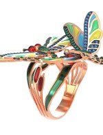 Кольцо из золота c сапфиром, изумрудом и эмалью