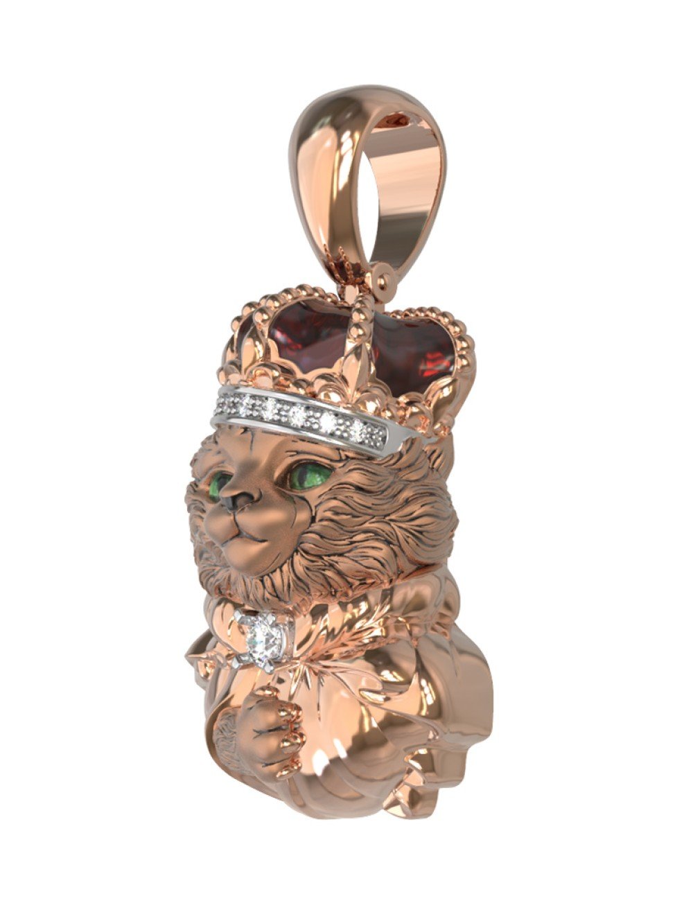 Подвеска из золота c эмалью, бриллиантами и рубином