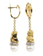 Серьги из лимонного золота c жемчугом