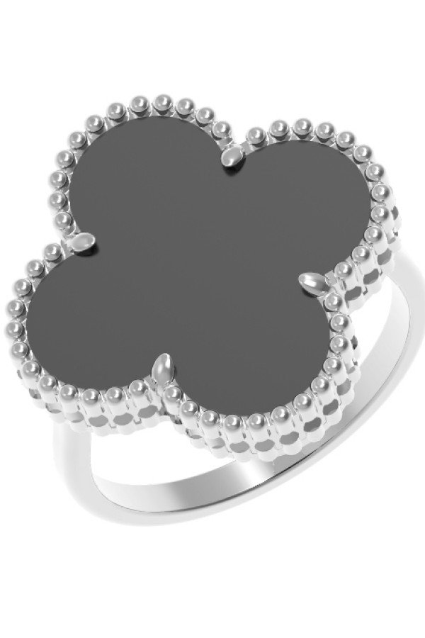 Кольцо из белого золота c ониксом