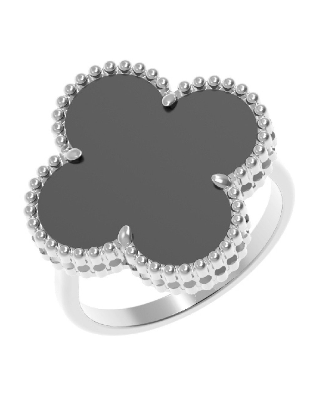 Кольцо из белого золота c ониксом