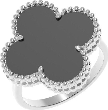 Кольцо из белого золота c ониксом