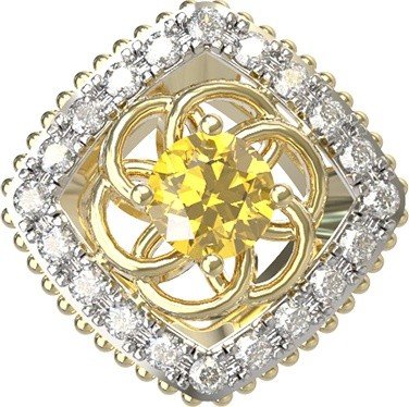 Подвеска из лимонного золота c бриллиантами и сапфиром