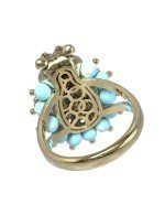 Кольцо из лимонного золота c эмалью и бирюзой