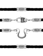 Гайтан из белого золота c кожаным шнурком