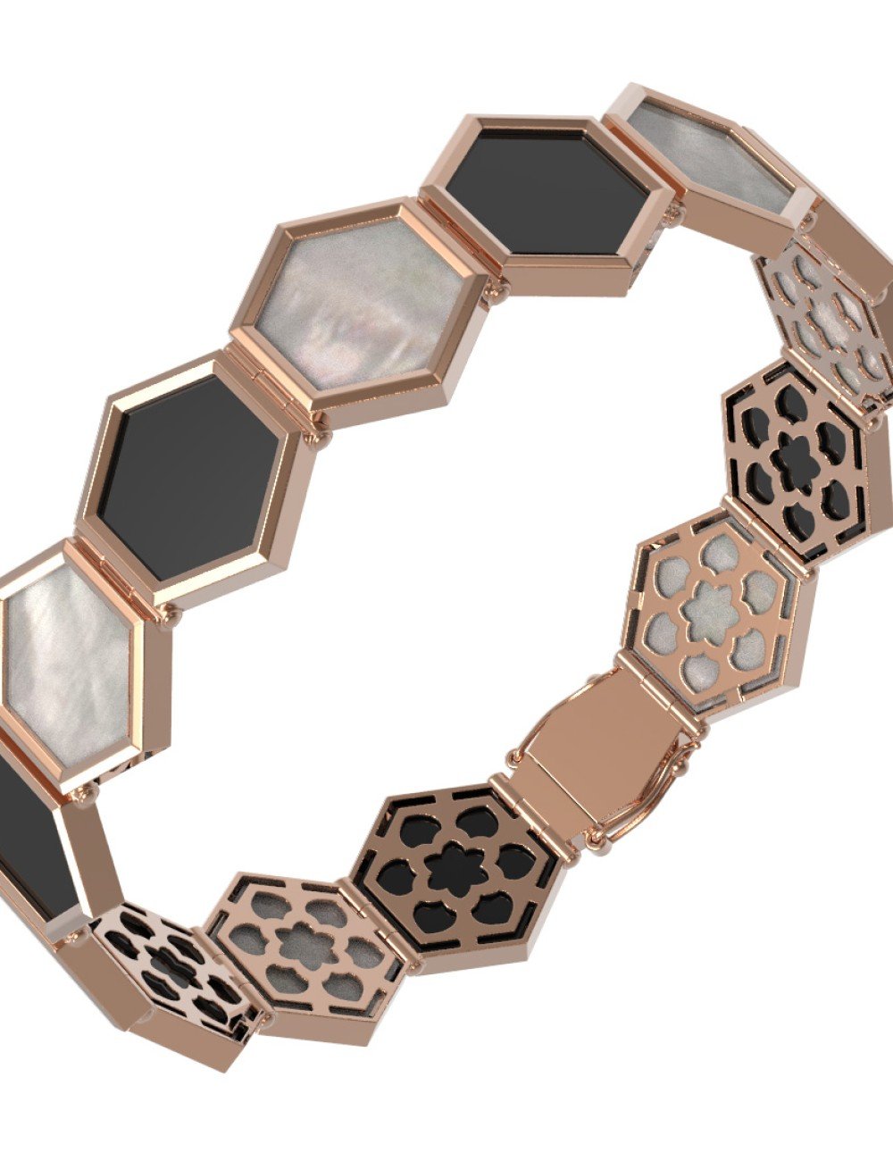 Браслет из золота c ониксом и перламутром