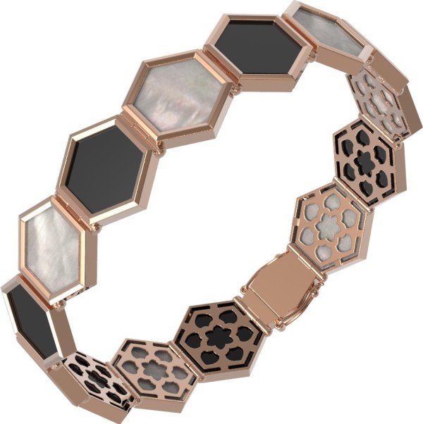 Браслет из золота c ониксом и перламутром