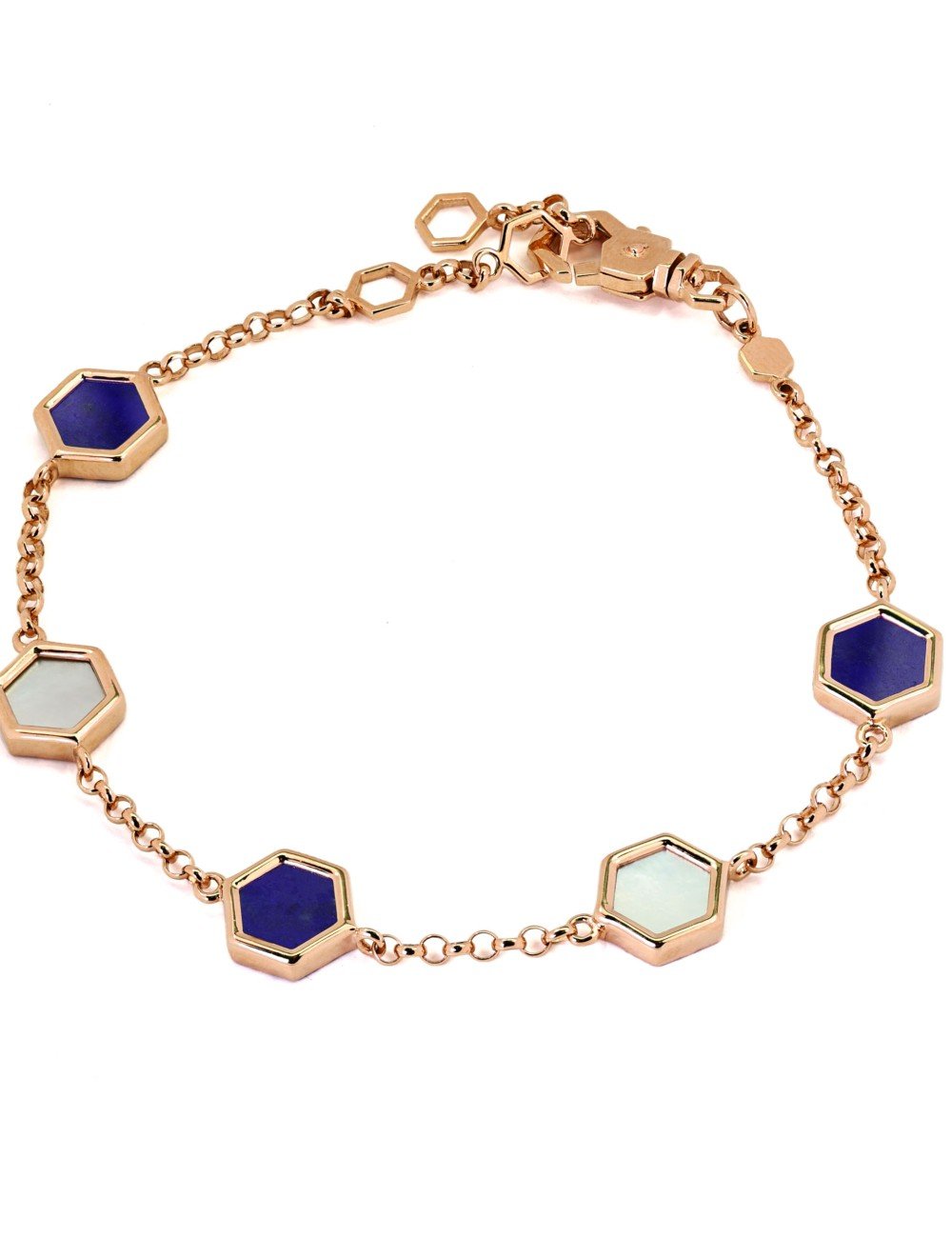 Браслет из золота c лазуритом и перламутром