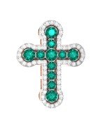 Крест из золота c бриллиантами и изумрудом