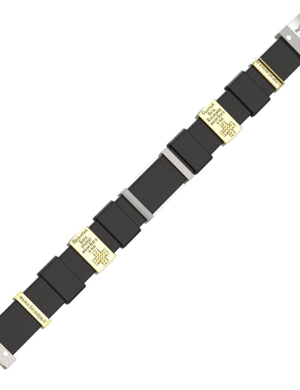 Браслет из белого золота c кожаным шнурком