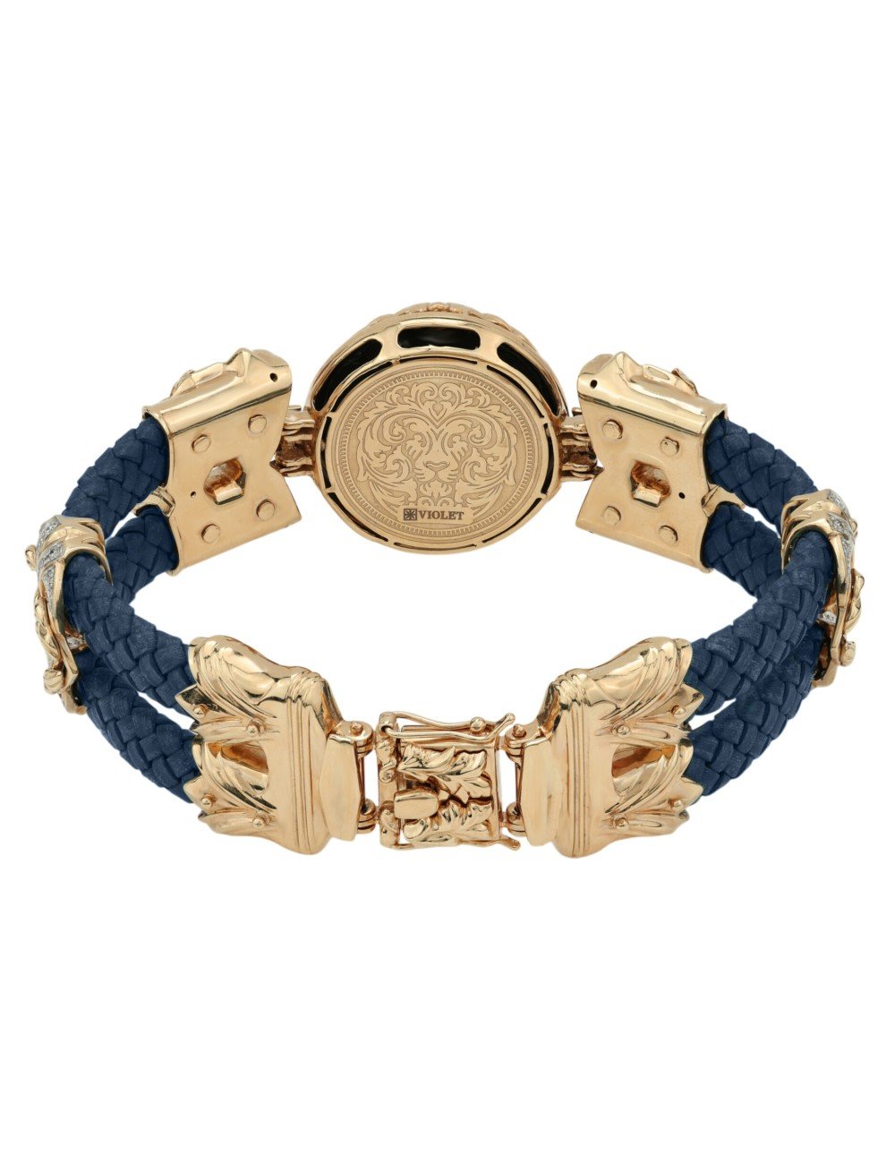 Браслет из золота c эмалью, бриллиантами, кожаным шнурком и ониксом