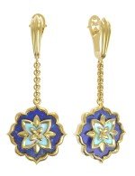 Серьги из лимонного золота c бирюзой и лазуритом