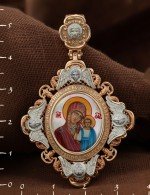 Образок из золота c эмалью и перламутром