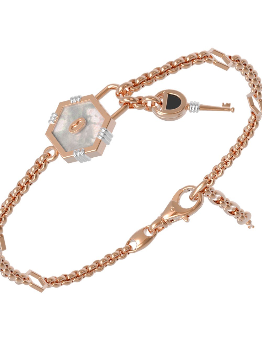 Браслет из золота c ониксом и перламутром