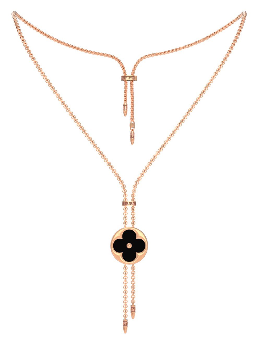 Колье из золота c ониксом и перламутром