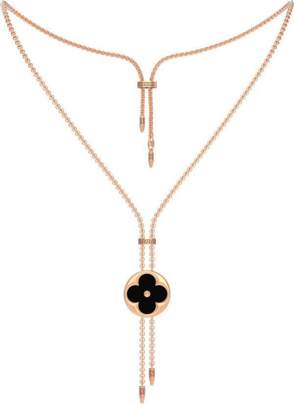 Колье из золота c ониксом и перламутром