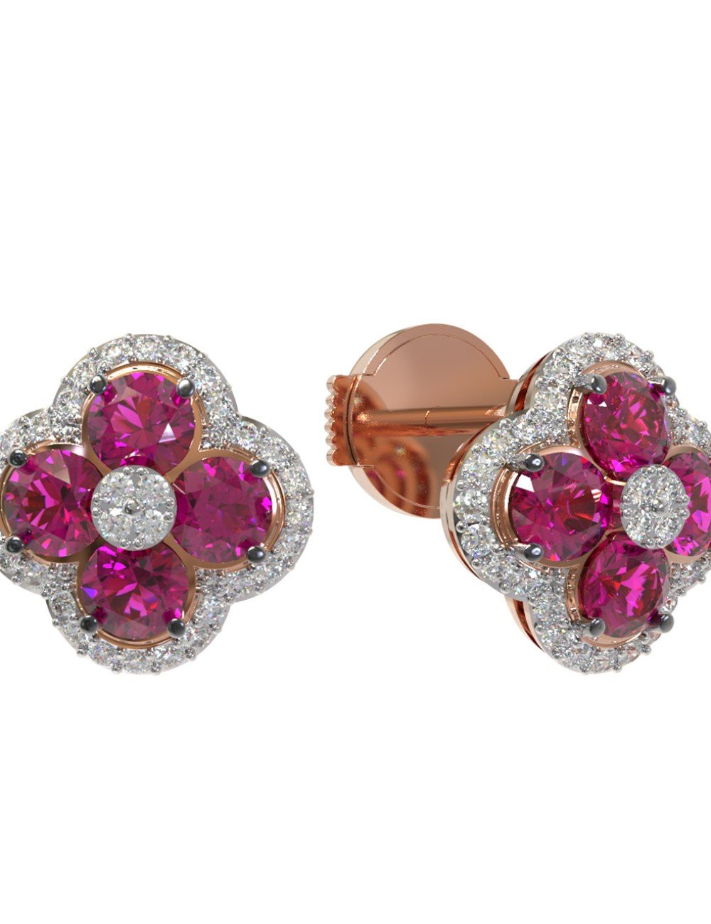 Серьги из золота c бриллиантами и рубином