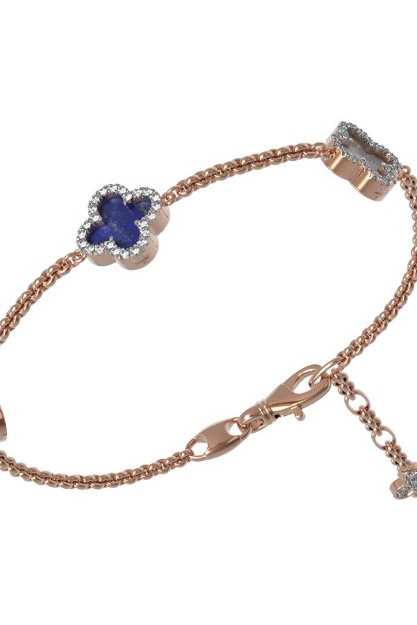 Браслет из золота c бриллиантами, лазуритом и перламутром