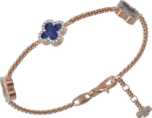 Браслет из золота c бриллиантами, лазуритом и перламутром