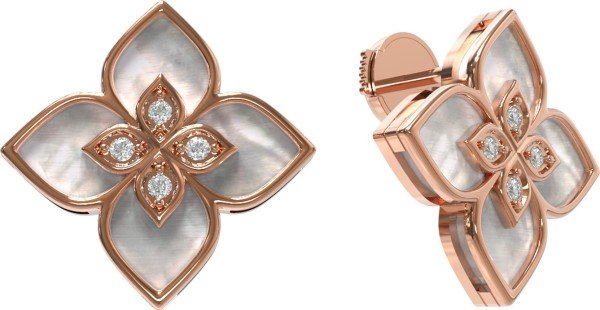 Серьги из золота c бриллиантами и перламутром