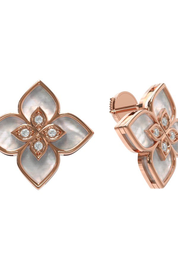 Серьги из золота c бриллиантами и перламутром