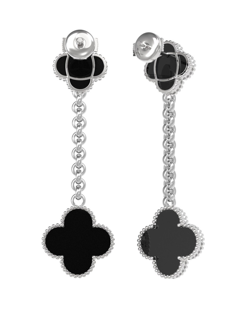 Серьги из белого золота c ониксом