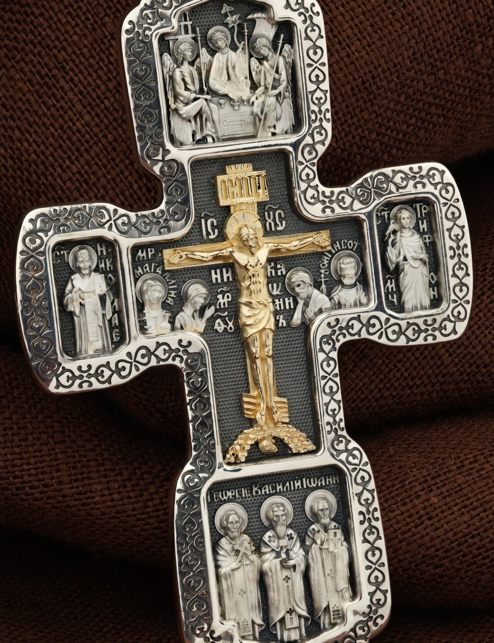 Крест из серебра 925 пробы и золота 585 пробы