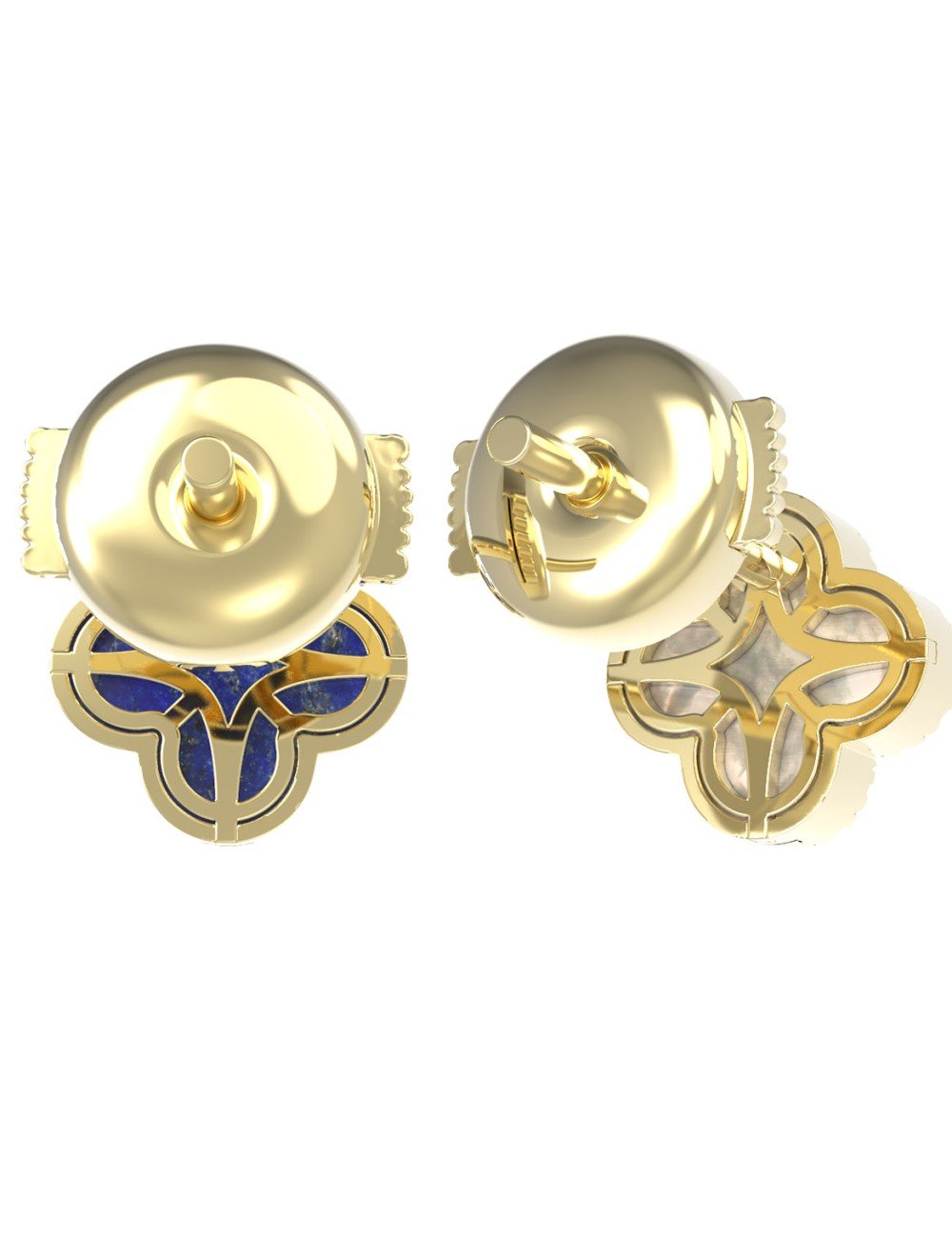 Серьги из лимонного золота c бриллиантами, лазуритом и перламутром