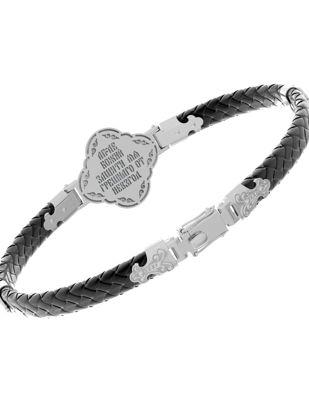 Браслет из белого золота c шнурком и перламутром