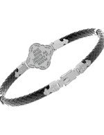 Браслет из белого золота c шнурком и перламутром