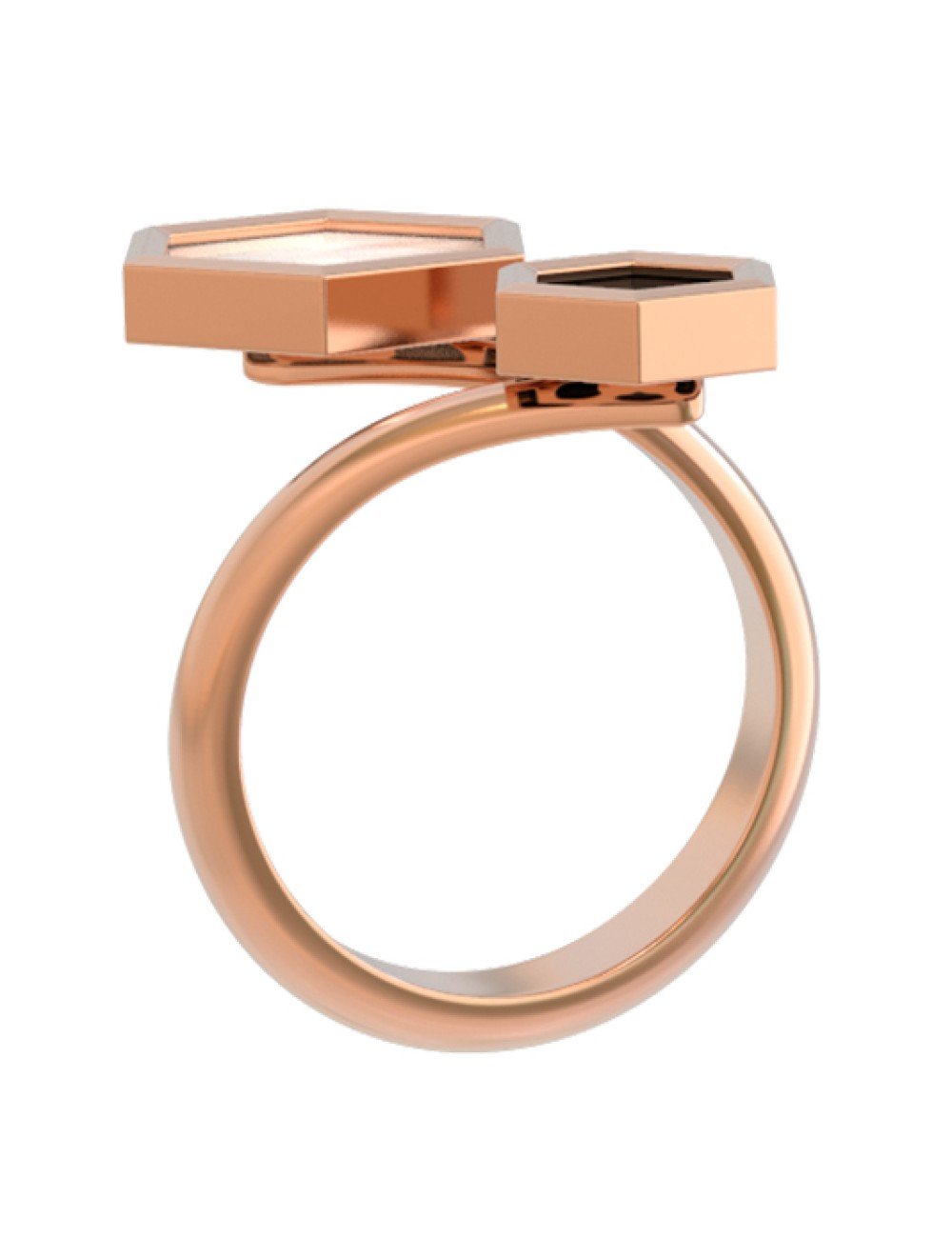 Кольцо из золота c ониксом и перламутром