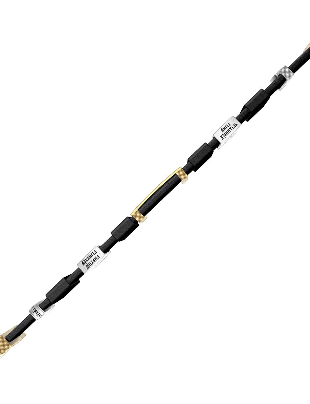 Браслет из лимонного золота c кожаным шнурком