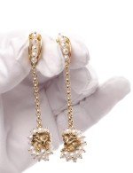 Серьги из лимонного золота c эмалью и жемчугом